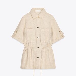Zara belted safari linen blend shirt